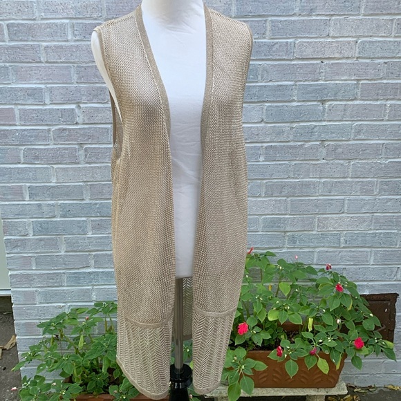 Chico's Sweaters - Chico’s Travelers Gold Mesh Duster Vest Medium
